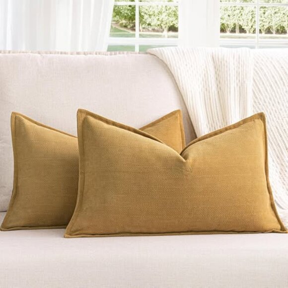 Pillow Covers 20"x20" Mustard Yellow Decorative Throw Pillows for Couch, Bed - Picture 1 of 6